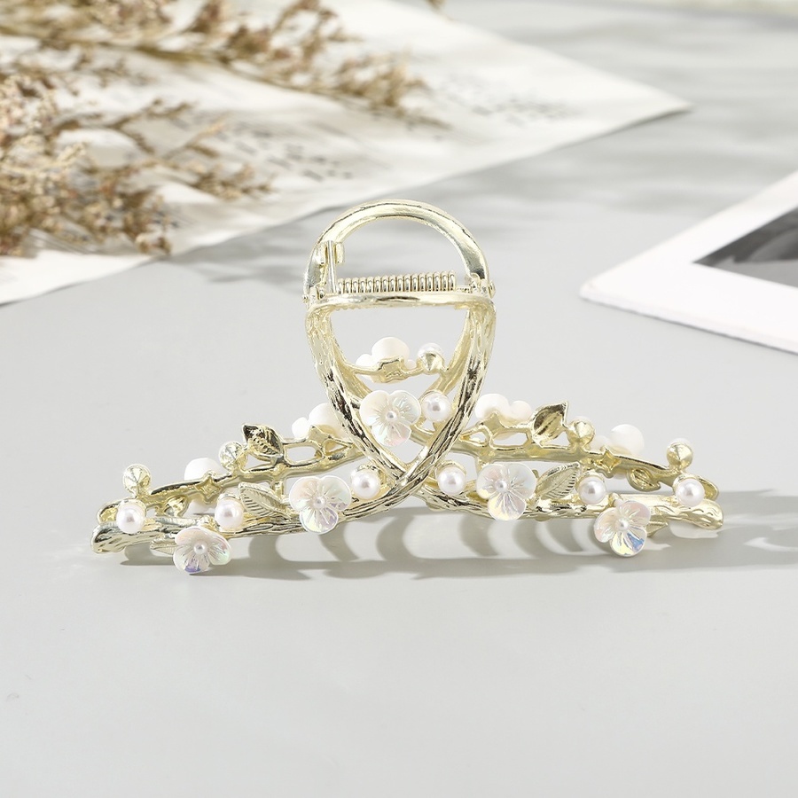Kẹp Tóc Kim Loại Hình Hoa Đính Ngọc Trai Nhân Tạo Phong Cách Hàn Quốc Mới