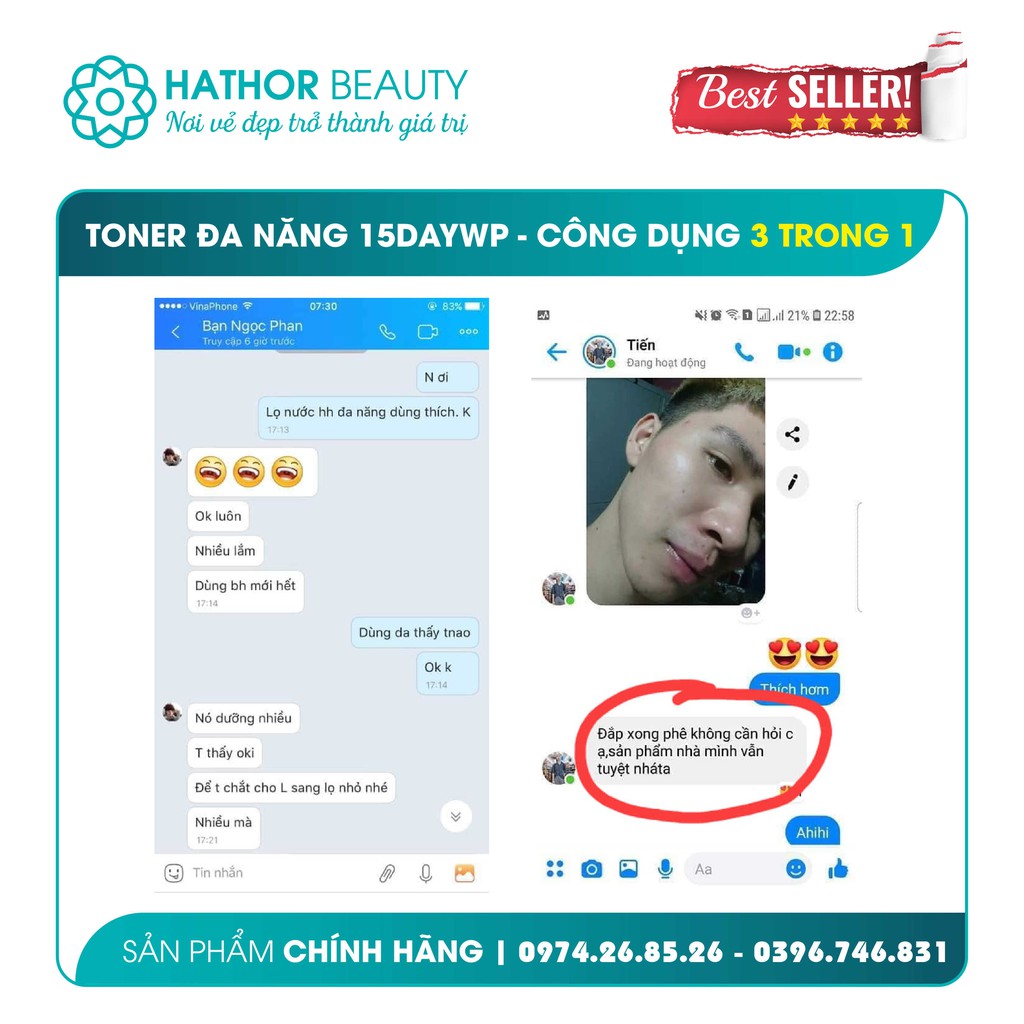 Toner đa năng 15DAYWP (Tặng 10 viên mặt nạ nén + chai xịt khoáng) | Hathor Beauty (Kim Thiên Hoa)