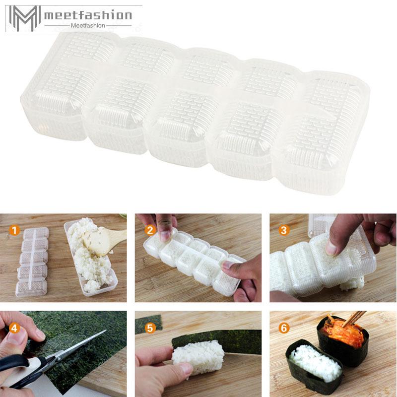 Khuôn nhựa làm sushi 5 ô chống dính tiện lợi