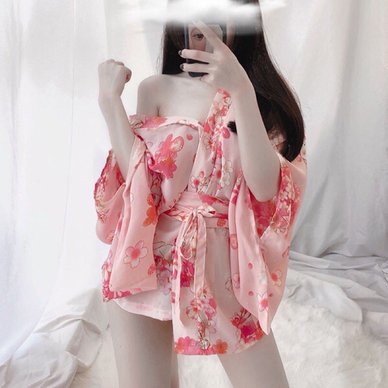 Kimono hoa anh đào sexy áo choàng cosplay cô nàng Nhật Bản dịu dàng gợi cảm CV66