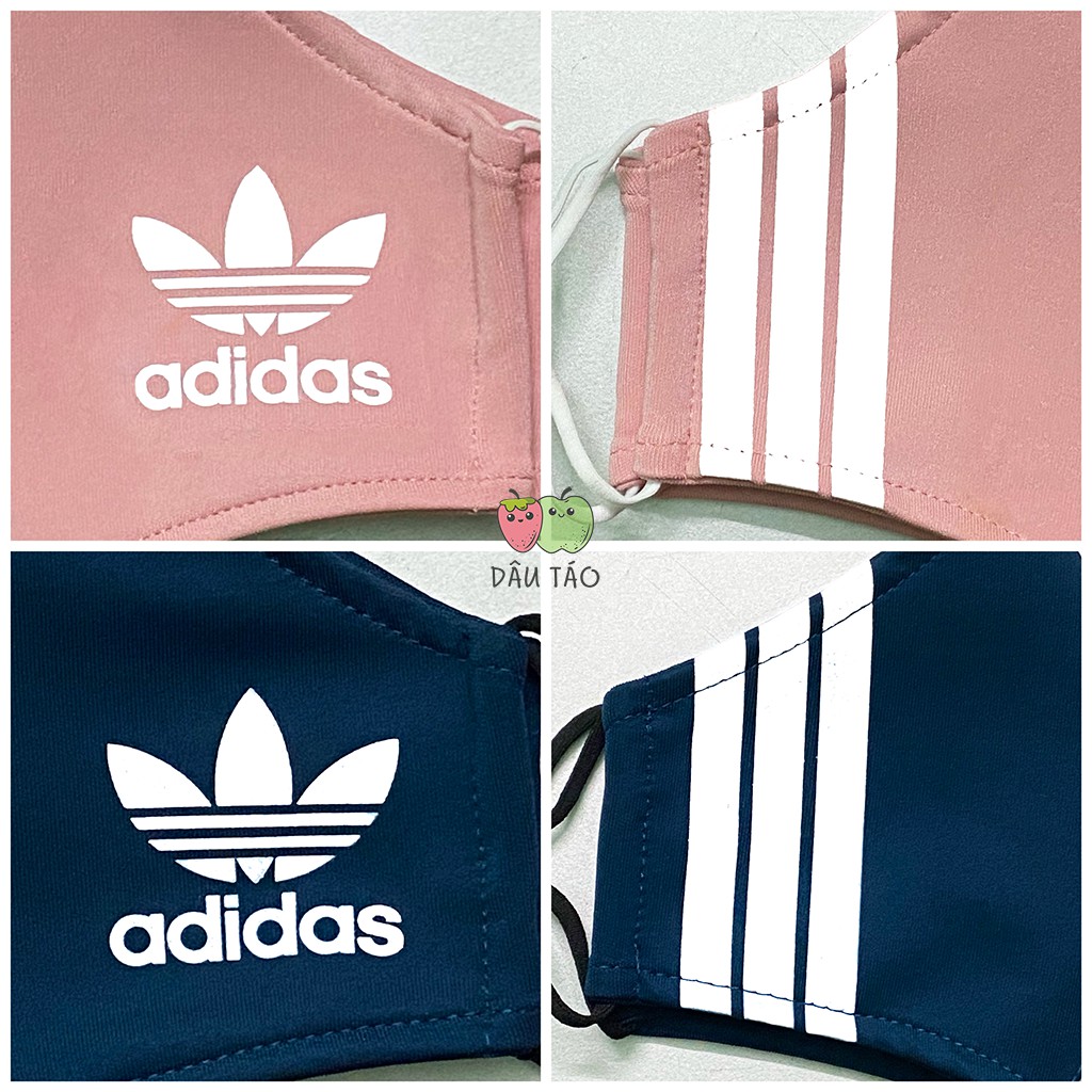 Khẩu trang vải thời trang Adidas - chống nắng, kháng khuẩn, có nút chặn điều chỉnh dây chun, off white