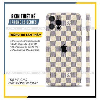 Miếng Dán Skin Hoa Văn LV IPhone 12 Mini - 12 Pro Max |SK_IPLB90| Film Cao Cấp Chông Xước, Dán Lưng Viền, Cắt Sẵn Khuôn