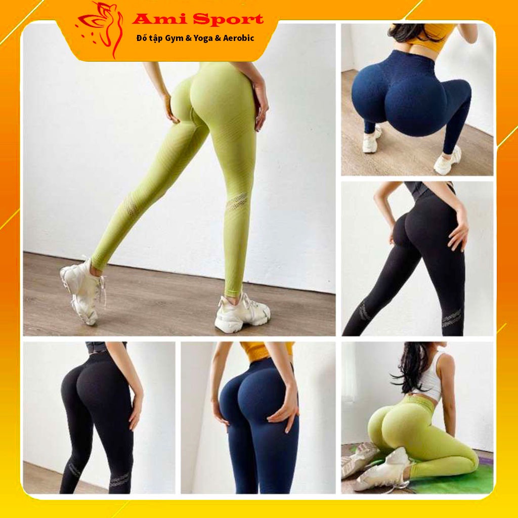 Quần tập gym nữ chun mông, quần legging thể thao nữ tôn dáng, vải co giãn thoải mái B08