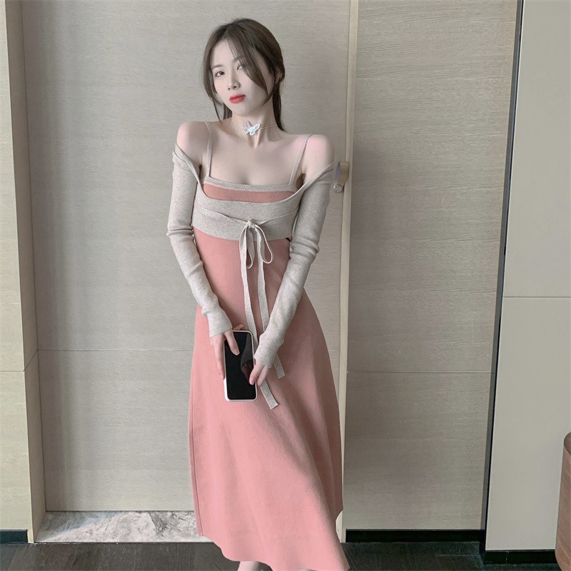 ĐẦM NỮ TÔN DÁNG DỆT KIM DÁNG DÀI ULZZANG AK2H