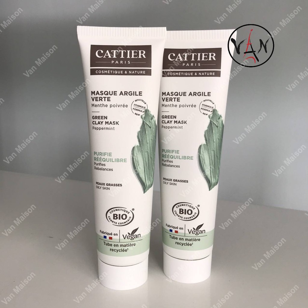 [ Cattier ] Mặt nạ đất sét hữu cơ cattier clay mask dành cho da dầu, nhờn, mụn và da nhạy cảm 100ml - Van maison