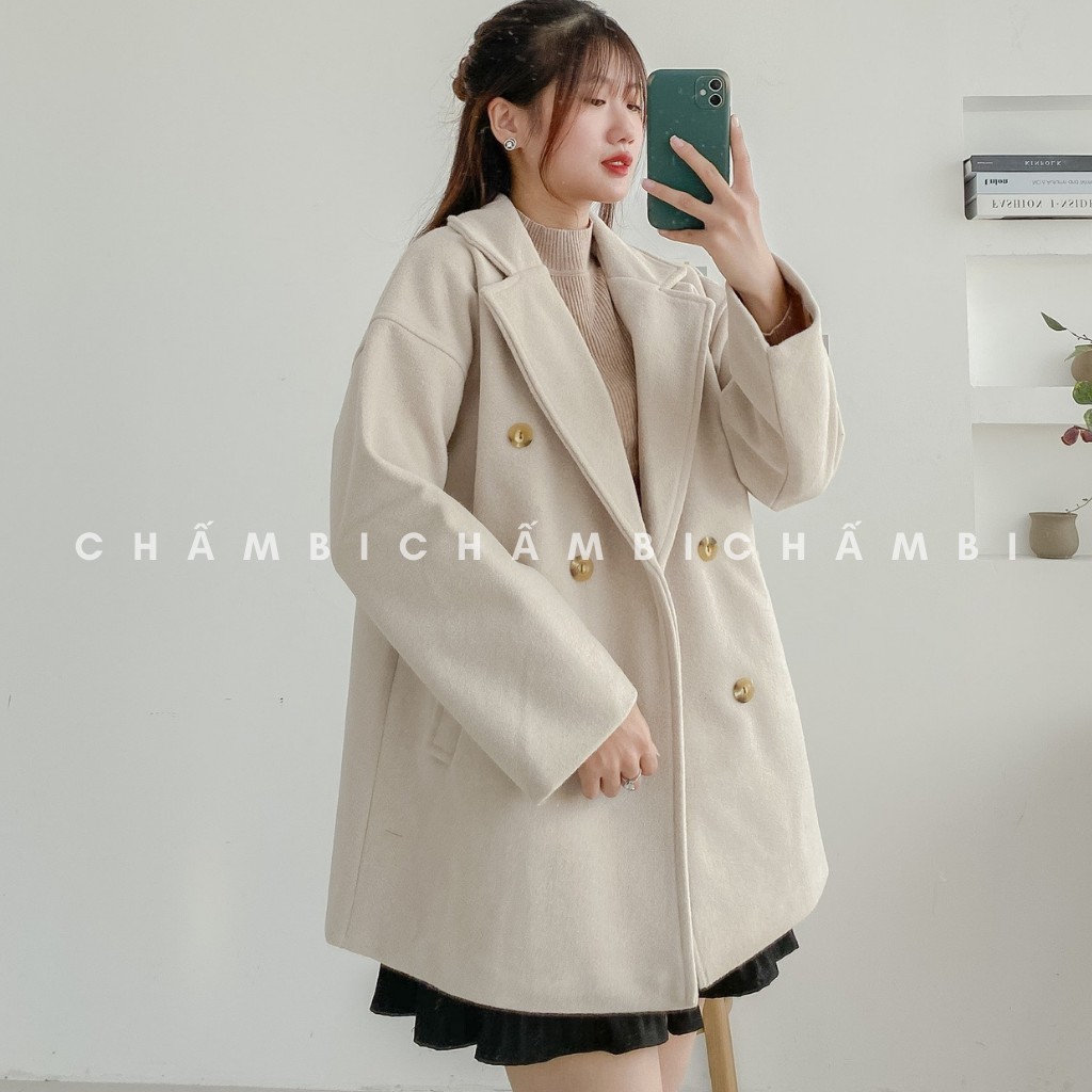 [SALE XẢ TẾT] Áo Khoác Dạ Trơn Dáng Dài Túi Chéo 2 Hàng Cúc Freesize<60kg - A.105 | BigBuy360 - bigbuy360.vn