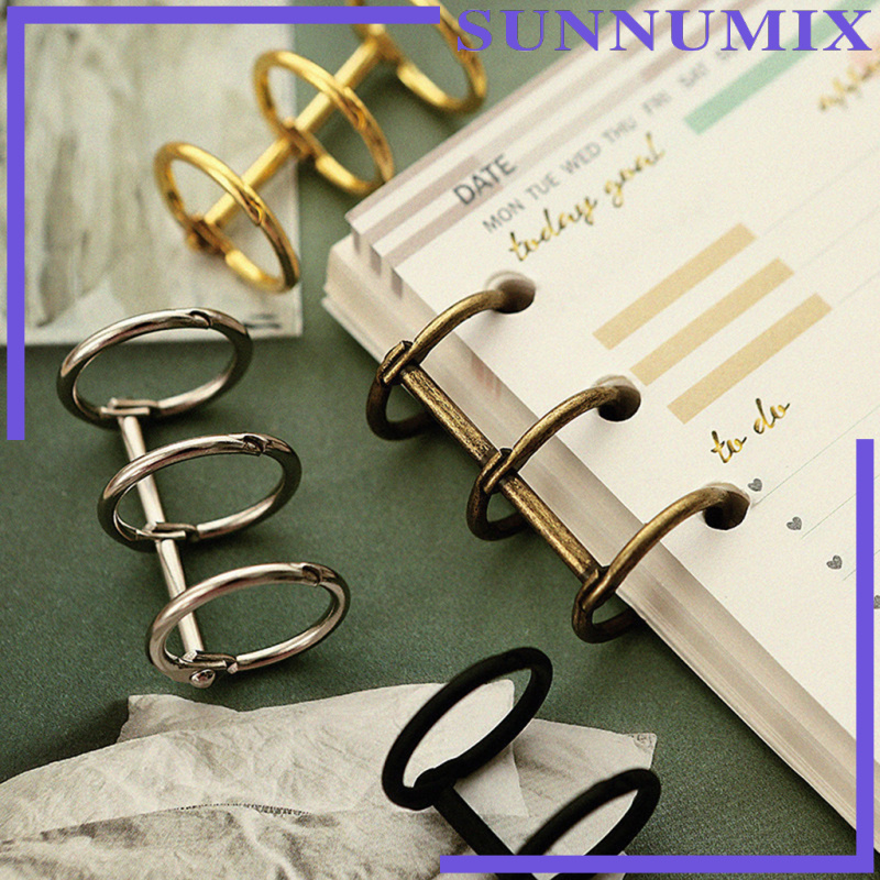 [SUNNIMIX]3Pcs A5 A6 Album Binder Spiral Ring Refillable Loose Leaf Rings Gold