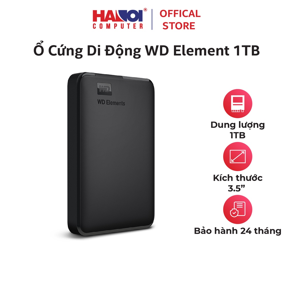 Ổ Cứng Di Động WD Element 1TB/2TB 2.5 inch USB 3.0 Hiệu suất cao với thiết kế trang nhã