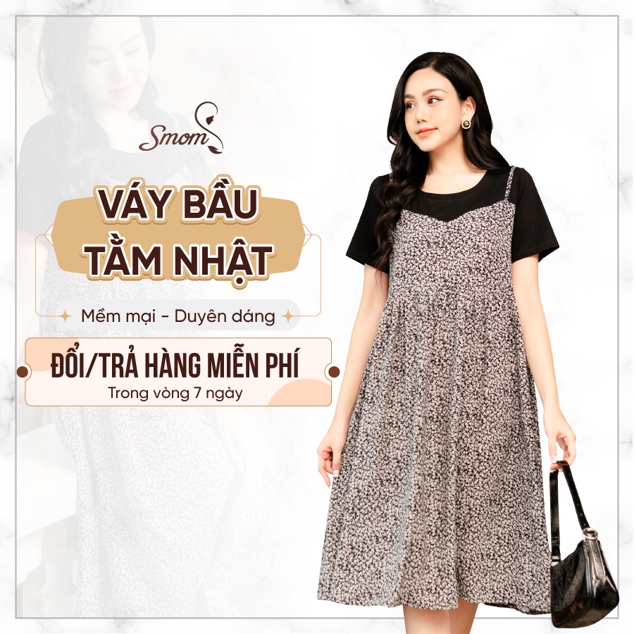 Váy Bầu Thiết Kế Công Sở SMOM, Đầm Bầu Lụa tằm Mềm Mát Mã MM11 - SIÊU HOT