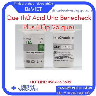 Que thử Acid Uric Benecheck Plus (Hộp 25 que)