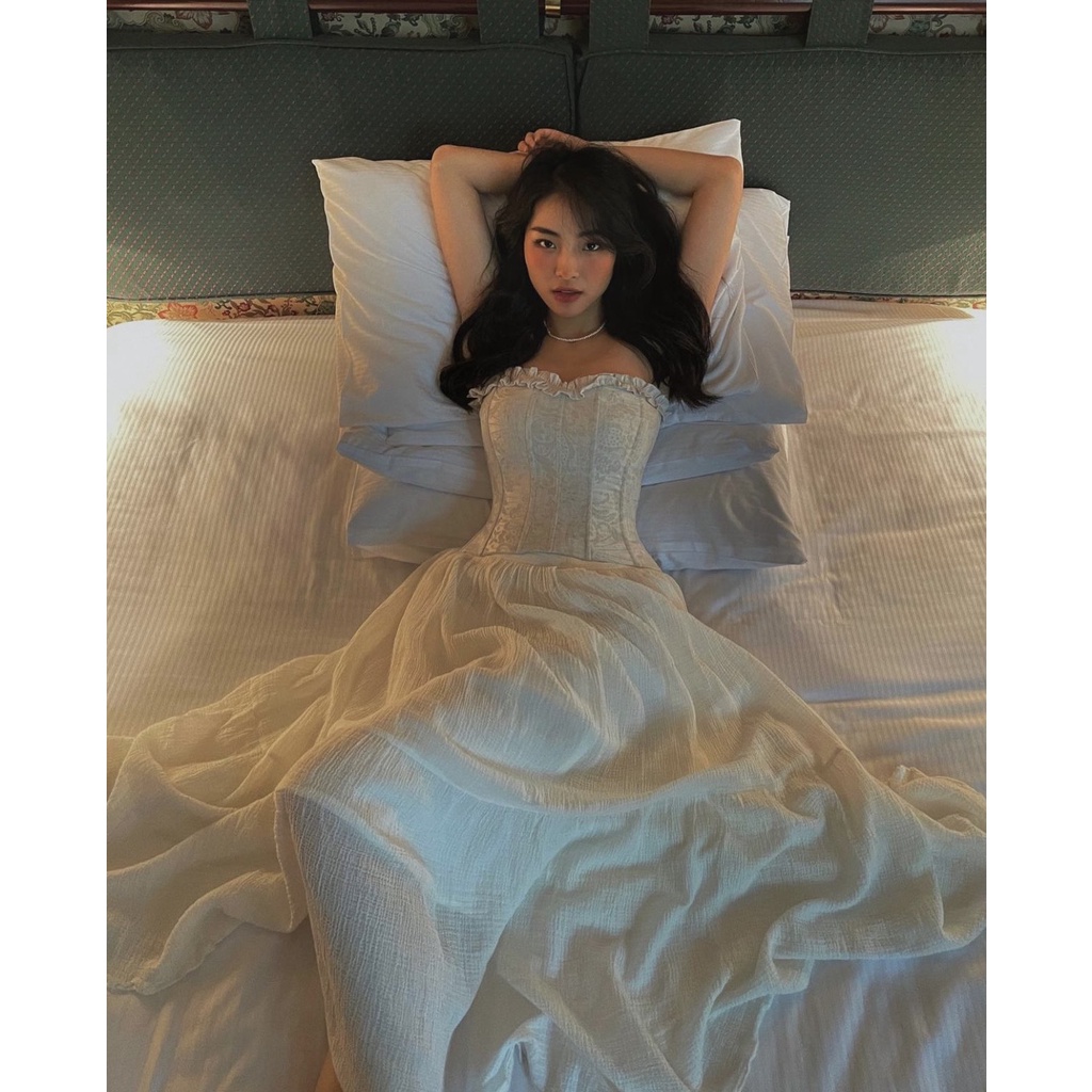 Chân váy xoè kiểu nữ The Country Muse skirt vải linen tơ