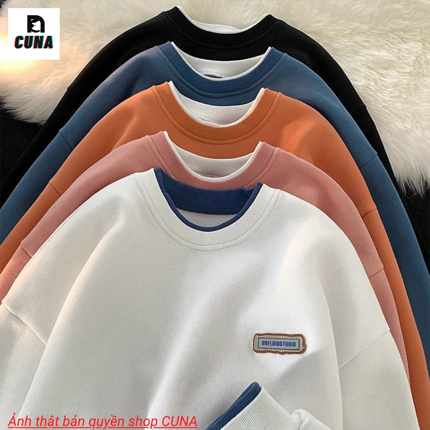 Áo Sweater CUNA Áo Sweater Nam Nữ Form Rộng Chất Cotton Nỉ Ngoại Hàng Xuất Cao Cấp Trơn Cổ Tròn Dài Tay Local Brand