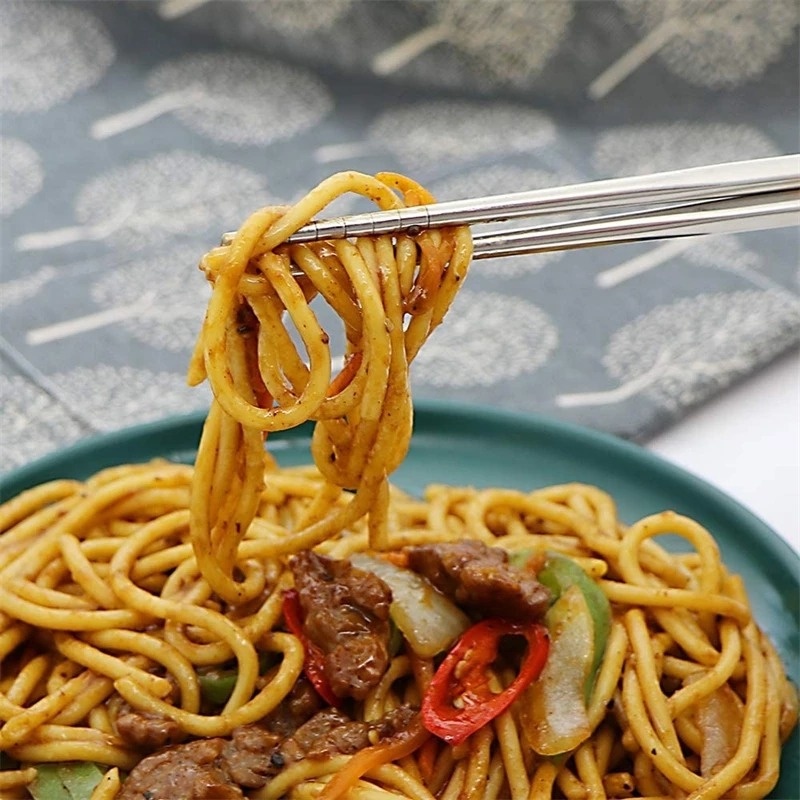 Bộ 5 Đôi Đũa Dạng Xoắn 22Cm Bằng Thép Không Gỉ Chịu Nhiệt Cao Chống Trượt Phong Cách Trung Hoa