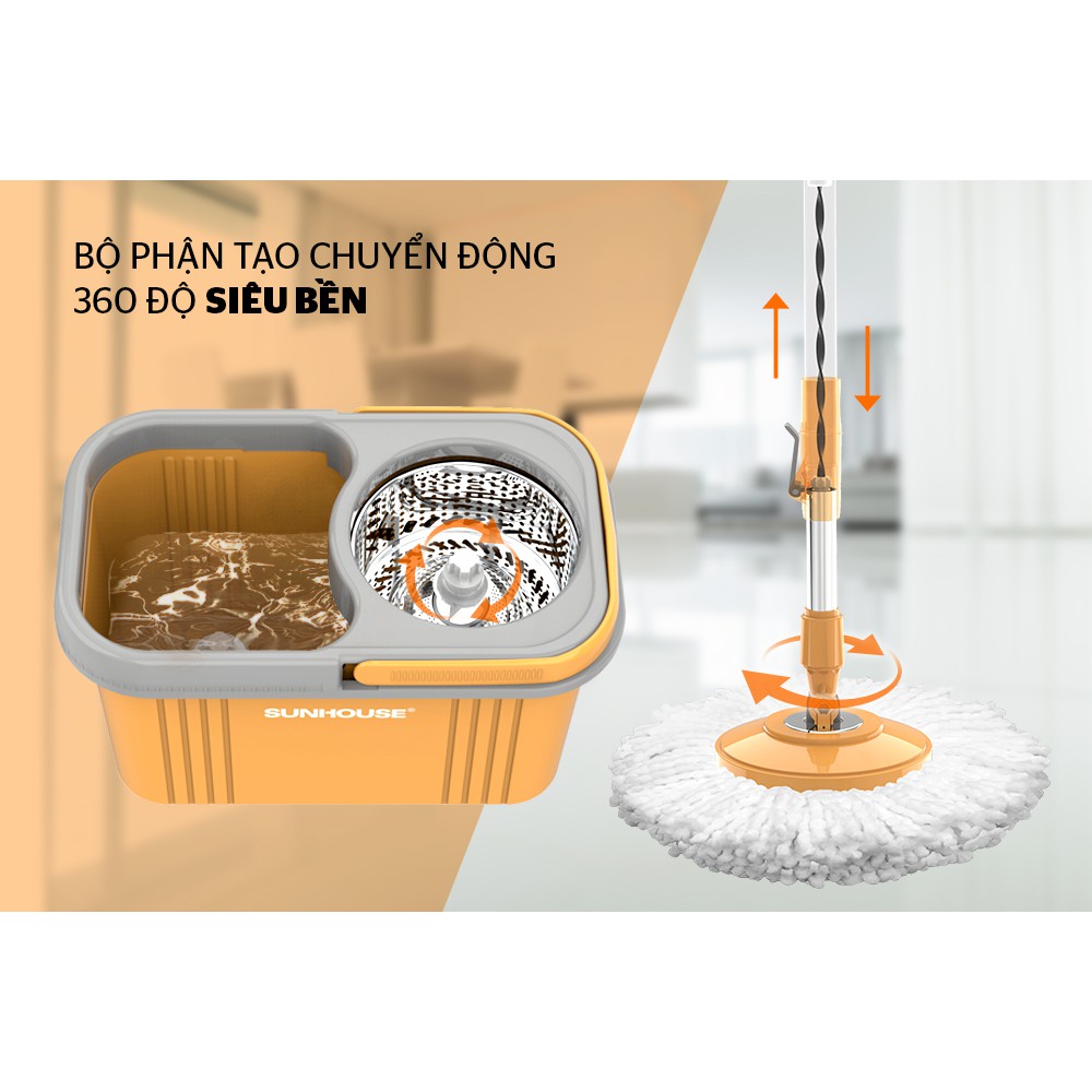 Bộ lau nhà xoay 360 độ Sunhouse KS-CL350PO