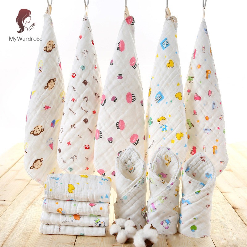 Set 5 Khăn Lau Cotton Mềm Mại Cho Trẻ Sơ Sinh