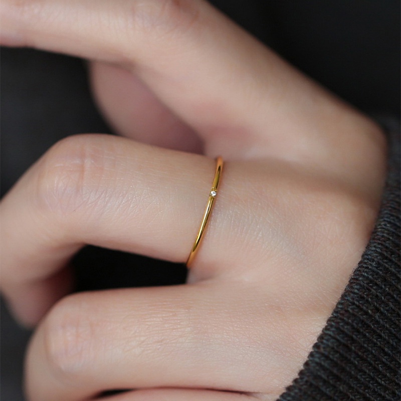 Nhẫn đính đá zircon siêu nhẹ không phai màu phong cách nhật hàn sang trọng cho nữ