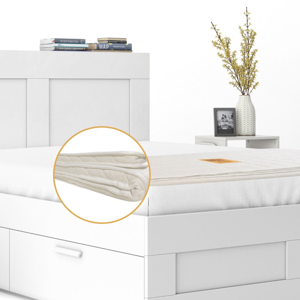 HomeBase HLS Tấm làm mềm nệm topper DÀY như nệm 5CM, SIÊU ÊM chuẩn Châu Âu nhập khẩu từ Thái Lan 198X91CM màu trắng