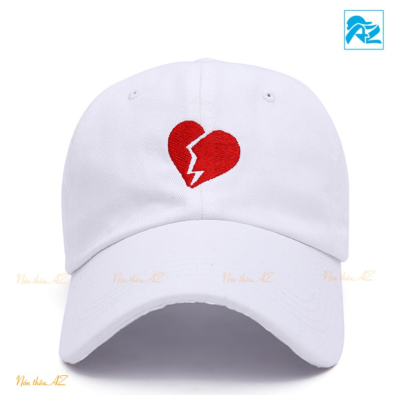 Nón kết thêu hình trái tim cặp đôi đẹp - Mũ Lưỡi Trai MT256