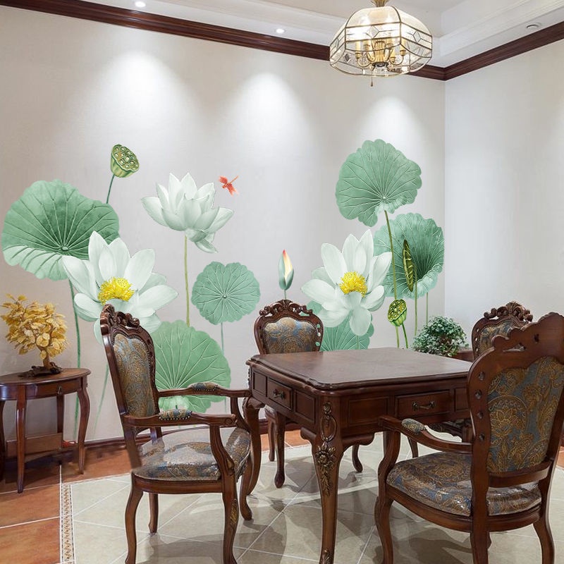 Giấy Dán Tường Hình Hoa Sen 3D Trang Trí Phòng Ngủ