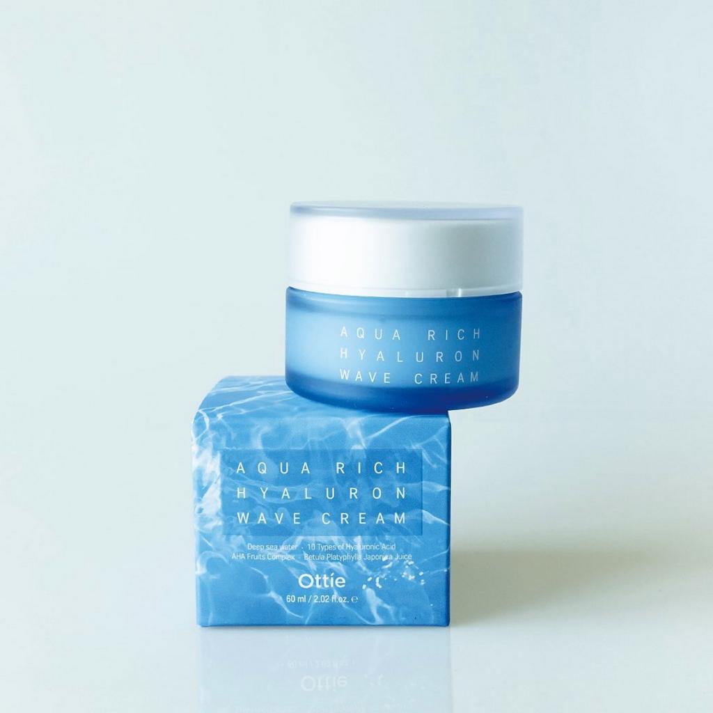 Kem Dưỡng Da Cấp Ẩm Ottie Aqua Rich Hyaluron Wave Cream - Dưỡng Ẩm Cấp Ẩm Chuyên Sâu 60ml
