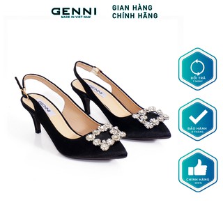 Giày slingback lụa đính đá 4p ge435 - genni