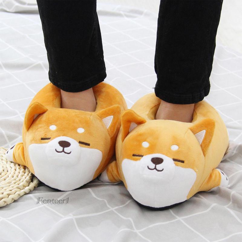 [Fenteer1] Dép Bông Hình Chú Chó Shiba Inu Vui Nhộn Cho Nữ
