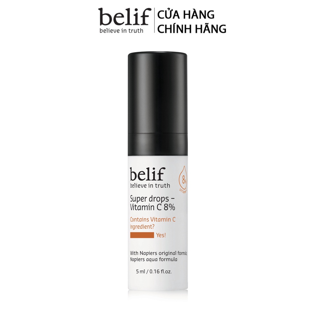 [HB Gift] Tinh chất dưỡng sáng đều màu và mờ thâm belif Super Drops Vitamin C 8% 5ml