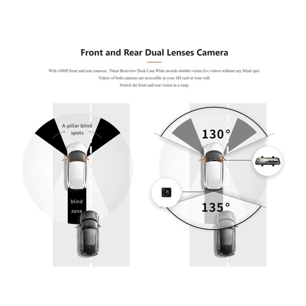 Camera hành trình dạng gương 70MAI rearview Dash cam Midrive D07 - Camera hành trình Xiaomi 70mai