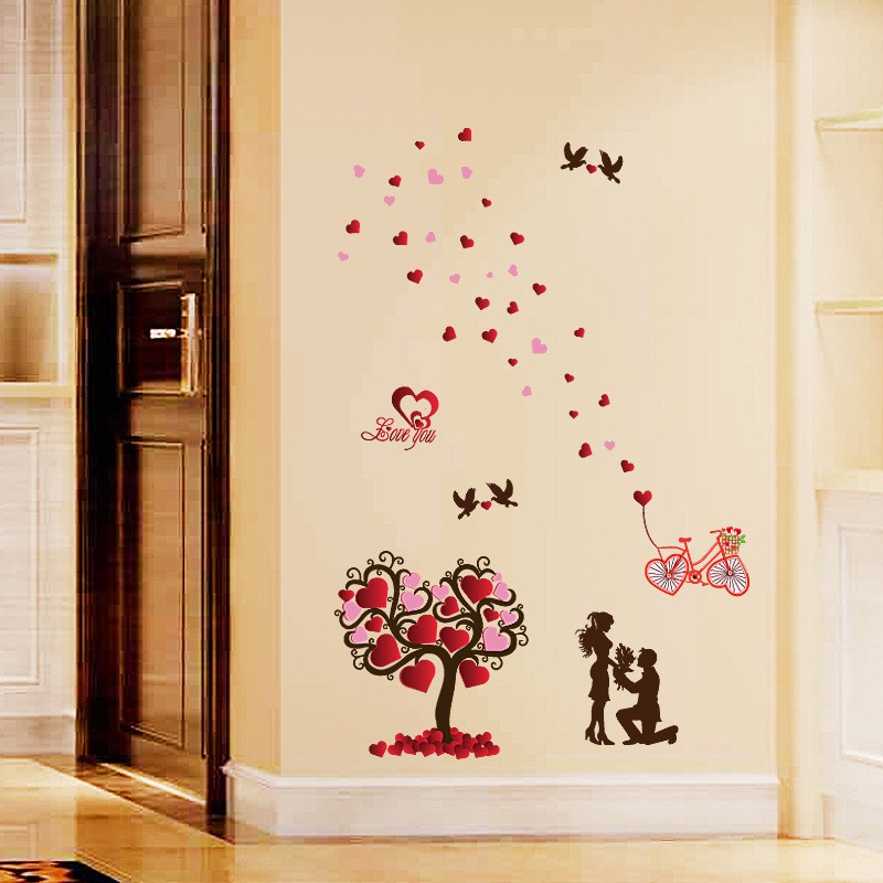 Decal dán tường Trái tim tình nhân 3