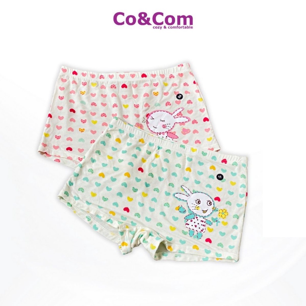 Set 2 Quần Lót Đùi Bé Gái Co&amp;Com CD70008 Họa Tiết Tim Cotton Modal Siêu Mềm Mại Thấm Hút