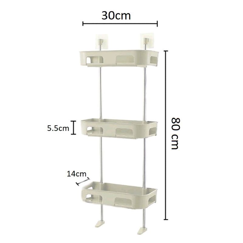 Kệ 2 tầng, 3 tầng dán tường nhà tắm khung inox nhựa nguyên sinh