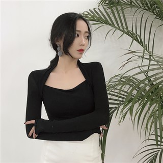 (ORDER) Áo thun nữ dài tay mỏng nhẹ ôm body cổ vuông- Có ảnh thật