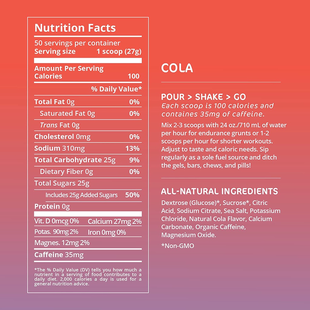 Bột Dinh Dưỡng Thể Thao Tailwind Endurance Fuel Cola Caffeinated gói 810g