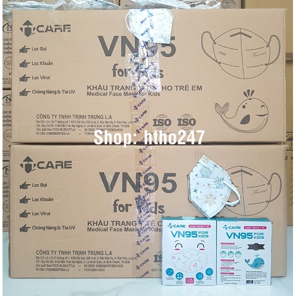 Hộp 10c Khẩu trang trẻ em N95 TTCARE VN95 For Kids chính hãng, 4 lớp kháng khuẩn, nhiều họa tiết