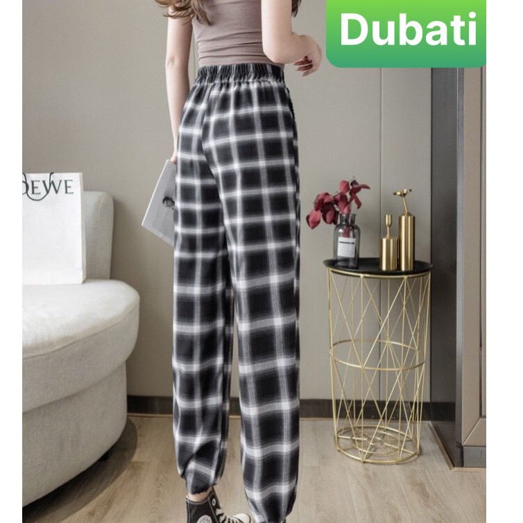 QUẦN JOGGERS NAM NỮ THỂ THAO HỌA TIẾT CARO MỚI RÚT DÂY CHẤT VẢI THOÁNG MÁT - DUBATI FASHION