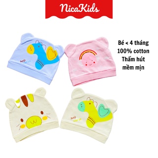 Mũ sơ sinh cotton tai gấu cho bé trai/ bé gái M408