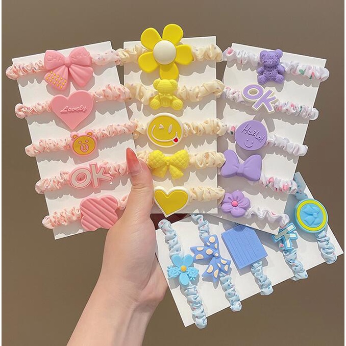 Dây Buộc Tóc Cao Su Đàn Hồi Tốt Không Đau Kiểu Hàn Quốc Dễ Thương Cho Bé Gái