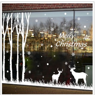(mẫu 26) Decal trang trí noel, hình dán trang trí giáng sinh noel mẫu tuần lộc tuyết