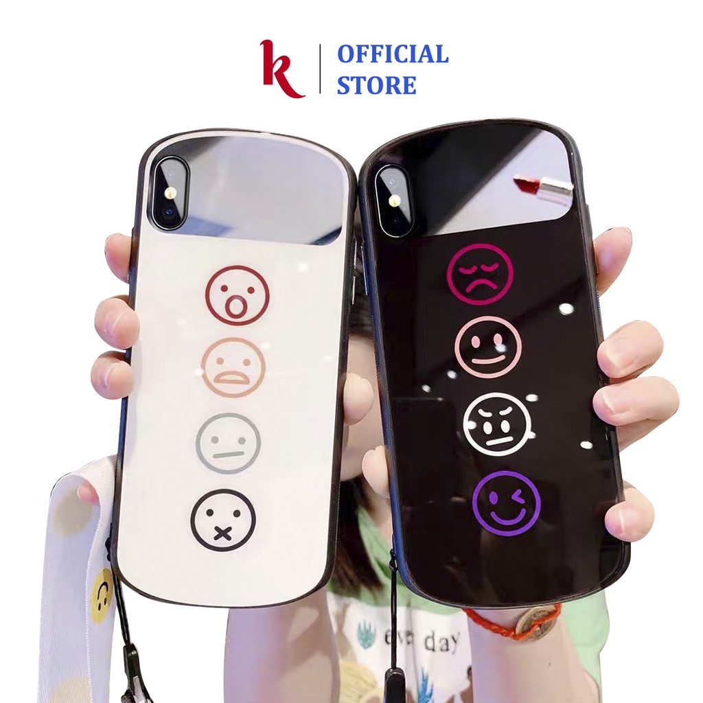 Ốp lưng iphone đôi tráng gương hình biểu cảm điện thoại 7 8 plus x xs xr 11 pro max se2