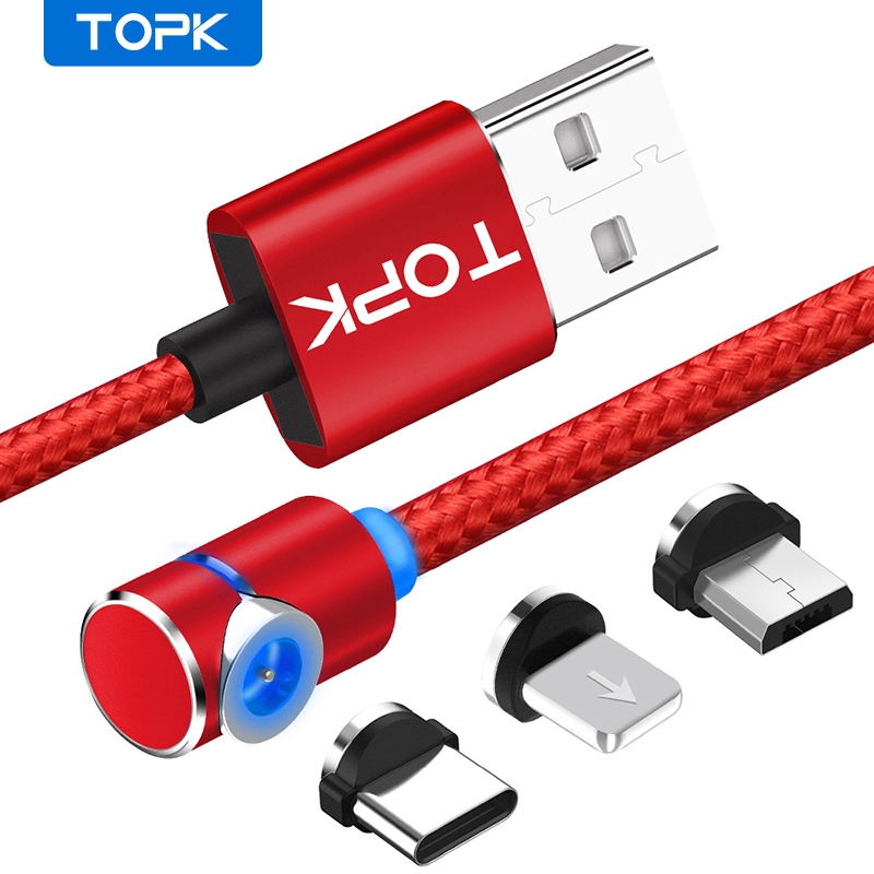 Dây Cáp Sạc TOPK AM30 Phích Cắm Góc 90 Độ Cao Cấp Cho IP6 7 8