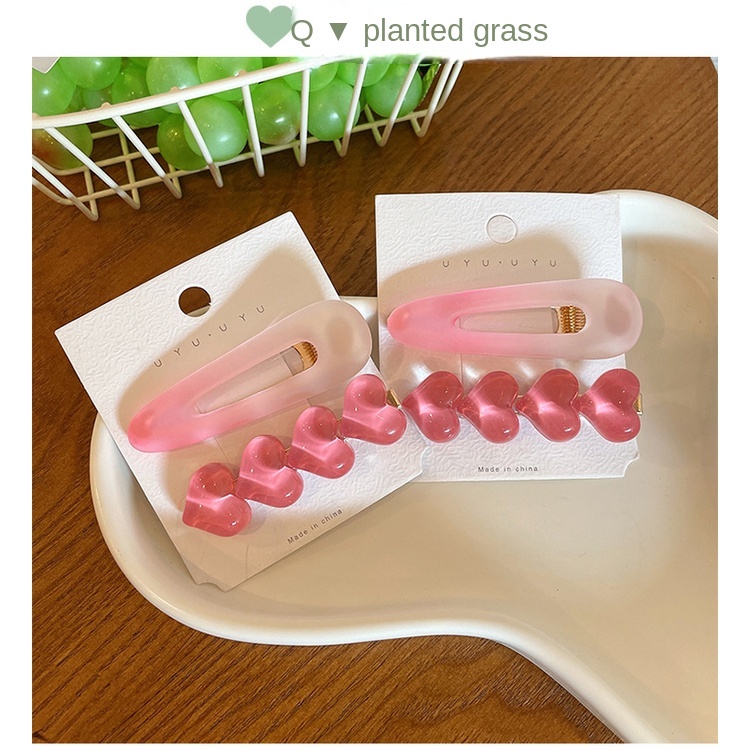 Kẹp Tóc Mái Hình Trái Tim Màu Hồng Dễ Thương Phong Cách Hàn Quốc Cho Nữ