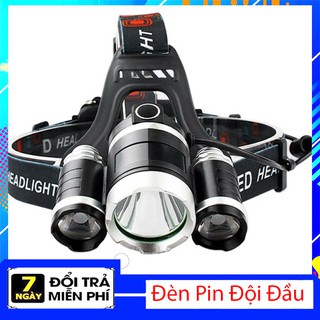 Đèn Pin Đội Đầu 3 Bóng Led T6 Siêu Sáng Tặng Kèm Sạc Và 2 Pin