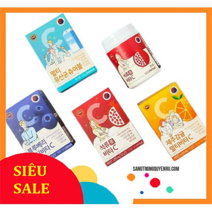 KẸO NGẬM VITAMIN C HÀN QUỐC THƠM NGON HƠN BỔ DƯỠNG HƠN HỘP 120g ĐỦ 4 VỊ