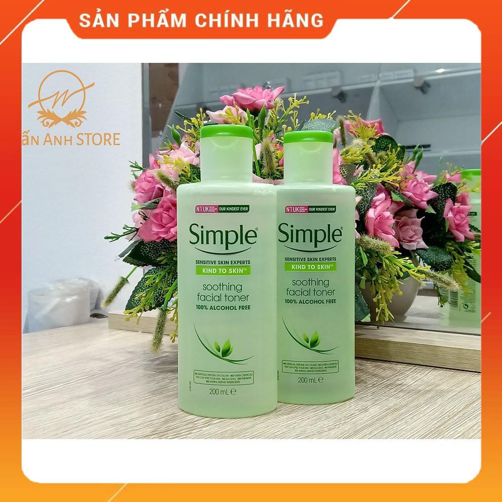 Nước Hoa Hồng Simple Toner Simple Kind To Skin Soothing Facial Cân Bằng Ẩm Cho Da 200ml