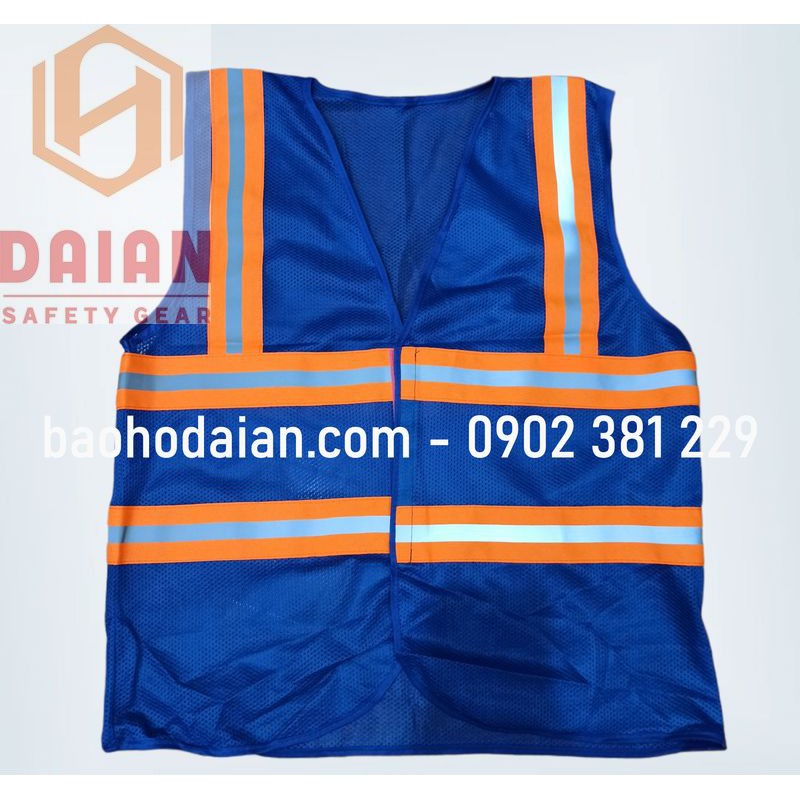 Áo phản quang lưới miếng dán màu xanh dương