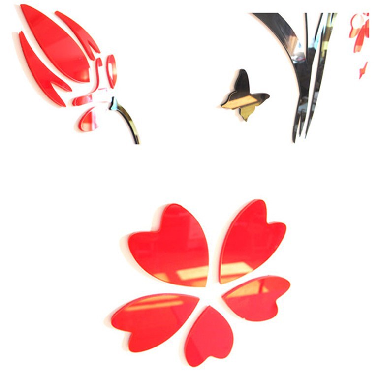 Sticker Dán Tường Nghệ Thuật Hình Lọ Hoa 3d trang trí nhà