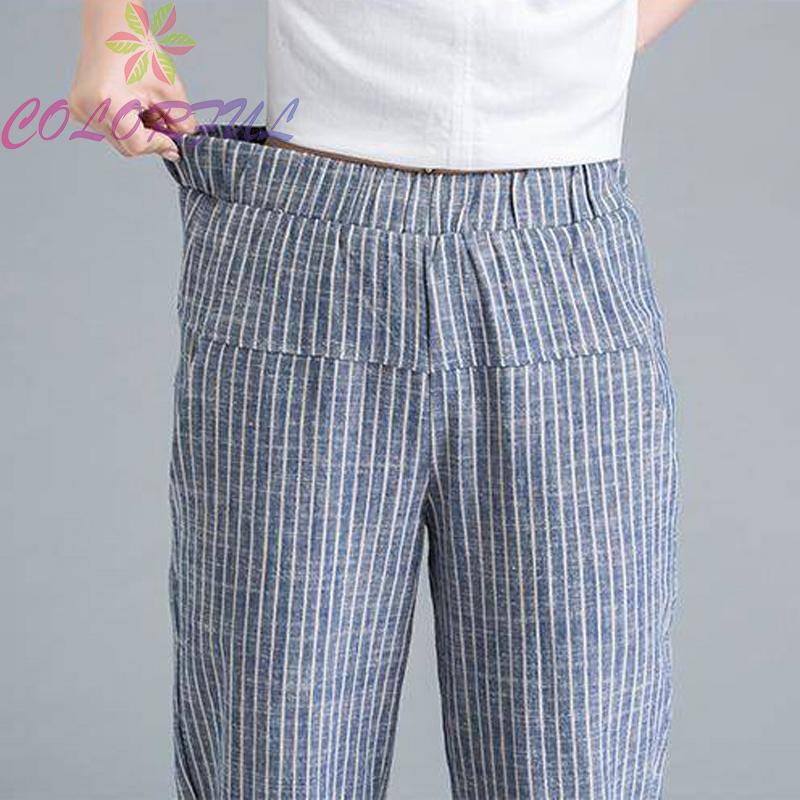 Quần dài lưng cao ống rộng họa tiết sọc thời trang cho nữ | BigBuy360 - bigbuy360.vn