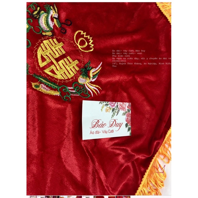 Khăn nhung đậy mâm quả, khăn nhung cưới 65x65