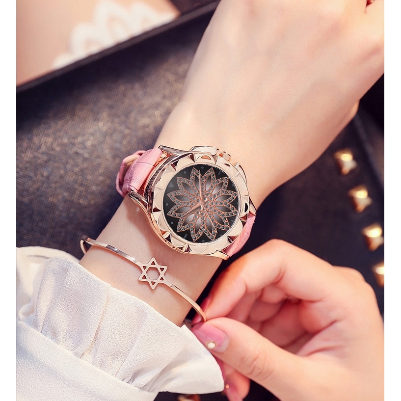 Diamond  Women Jam Tangan Wrist Watch Cao CẤp Hàn Quốc Watches Thể Thao Thời Trang Automatic Chống Nước Digital