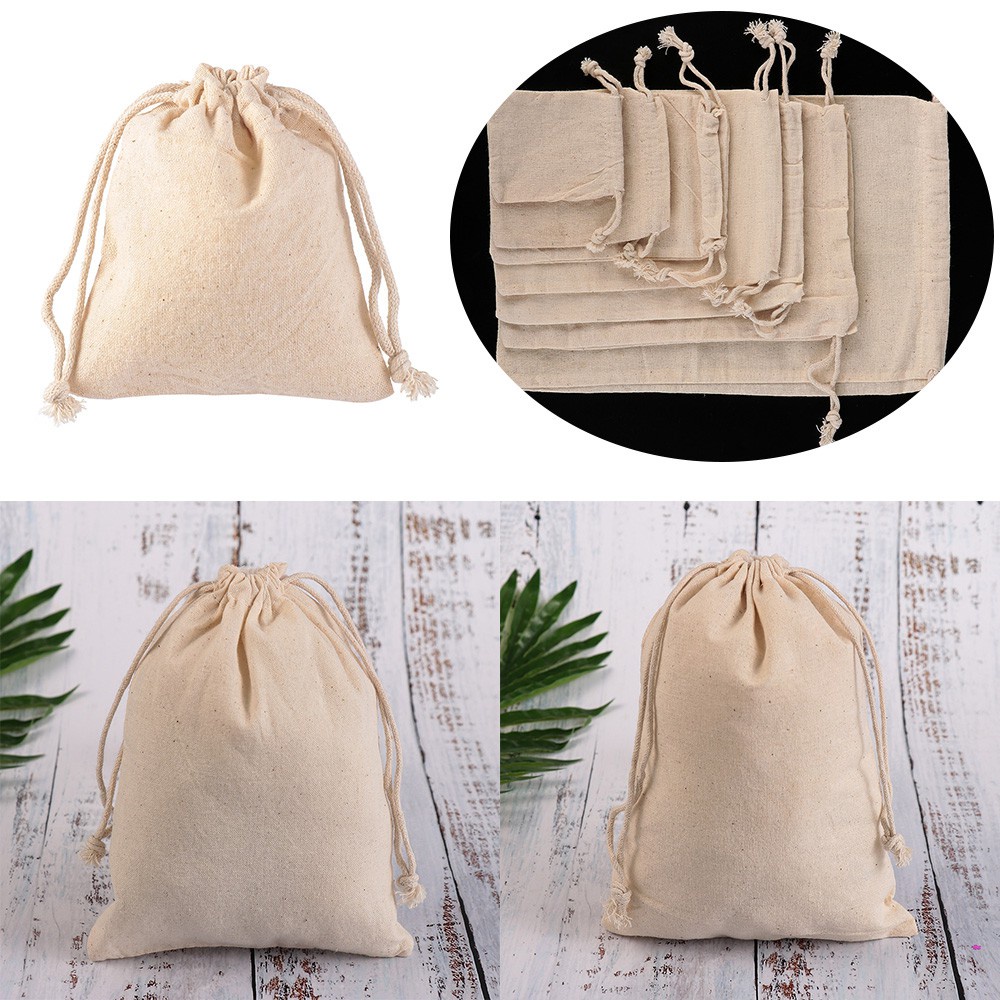 Túi đựng vải lanh cotton dây rút tiện lợi dành cho rau củ đồ chơi